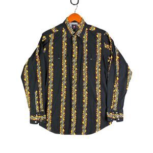 Panhandle Slim Barbed Wire Flame Fire Pearl Snap Long Sleeve Shirt‎ Mens Medium
